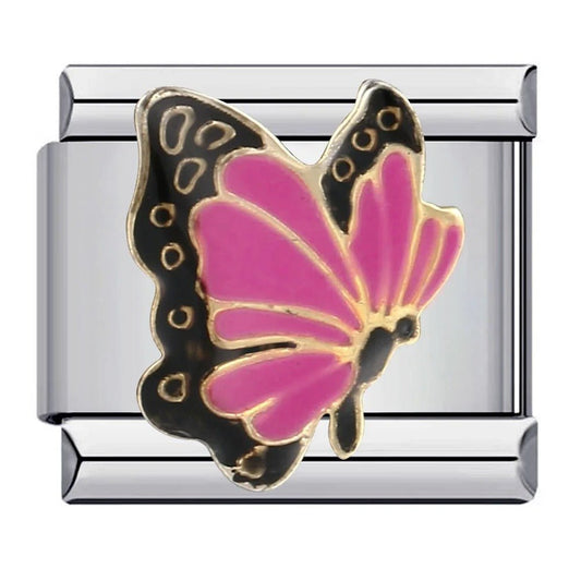 Pink butterfly Italian charm 9mm nature insect design