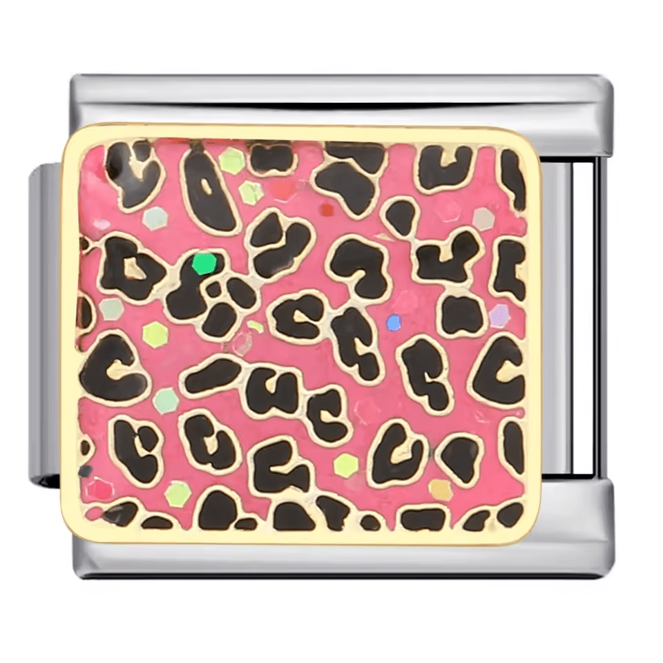Pink cheetah print Italian charm 9mm animal pattern design
