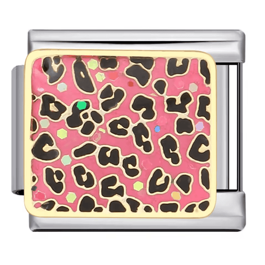 Pink cheetah print Italian charm 9mm animal pattern design