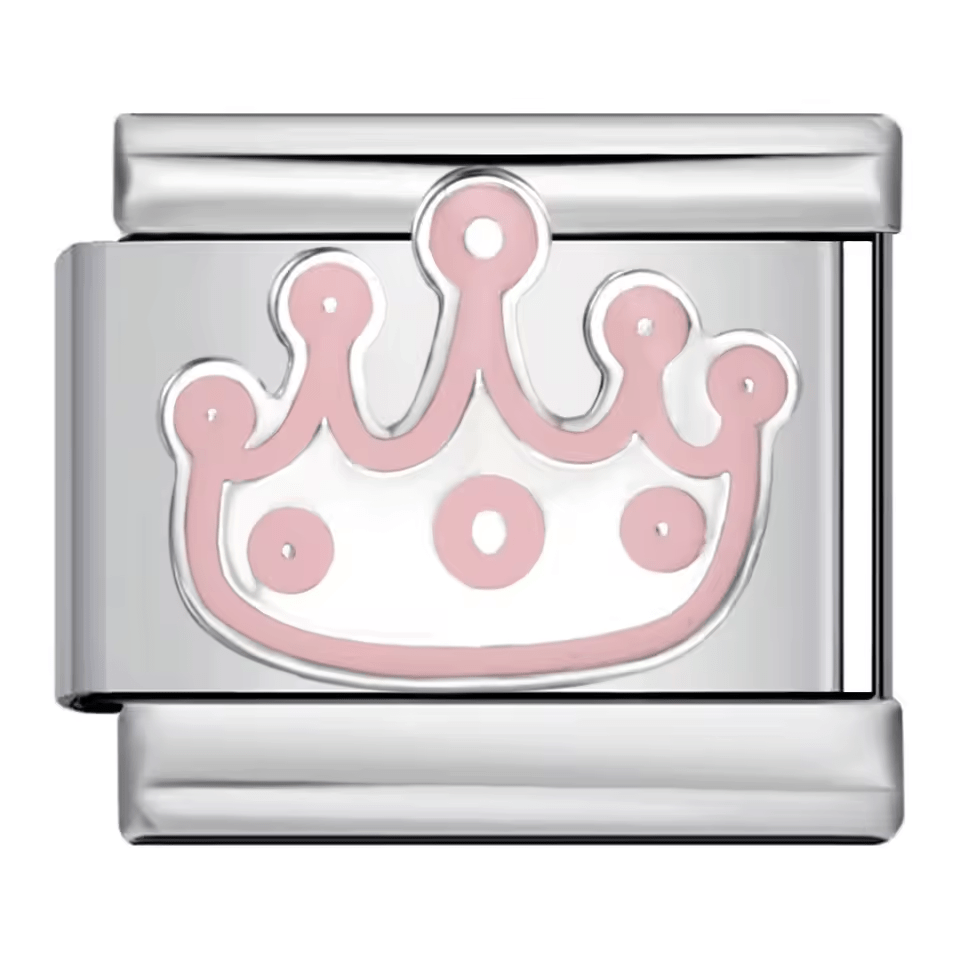 Pink crown Italian charm 9mm