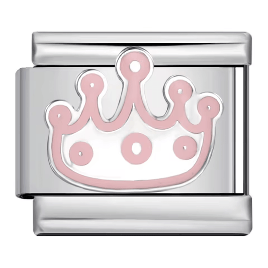 Pink crown Italian charm 9mm