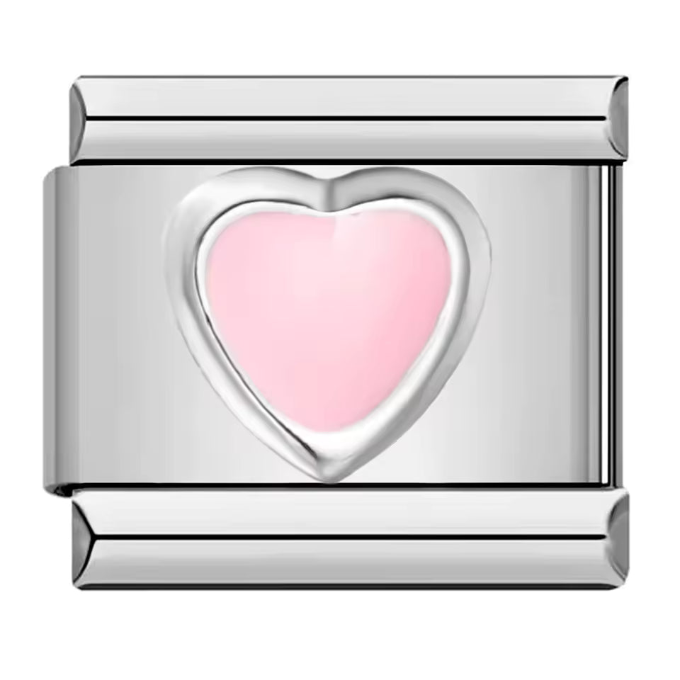 Pink heart Italian charm 9mm