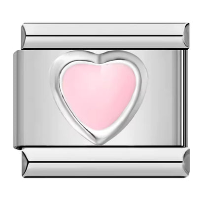 Pink heart Italian charm 9mm