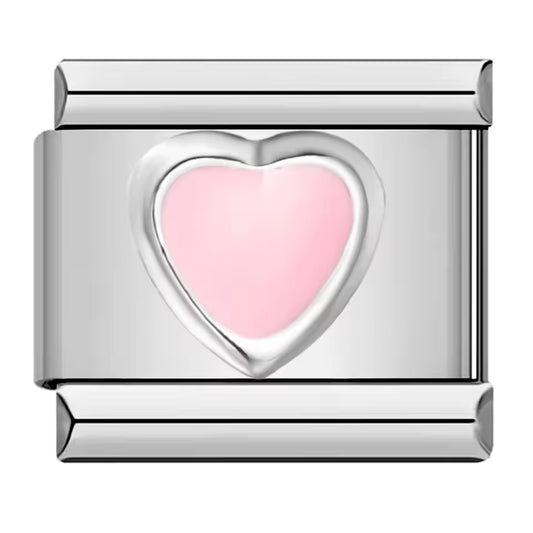 Pink heart Italian charm 9mm