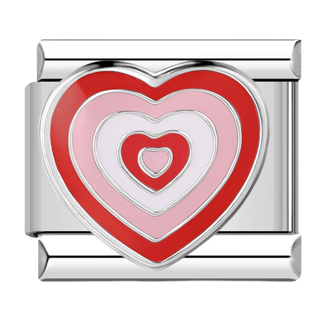 Pink hearts Italian charm on silver bracelet
