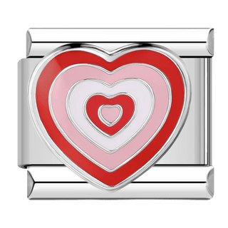Pink hearts Italian charm on silver bracelet
