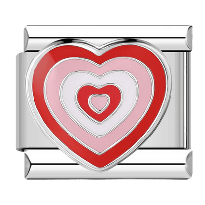 Pink hearts Italian charm on silver bracelet
