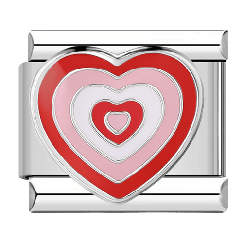 Pink hearts Italian charm on silver bracelet
