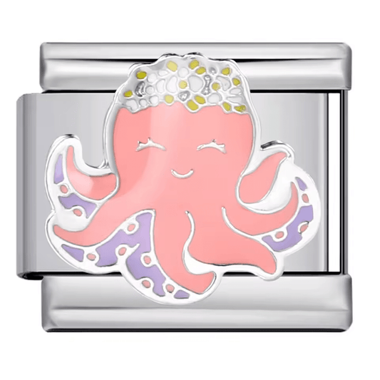 Pink octopus Italian charm 9mm pastel ocean animal charm