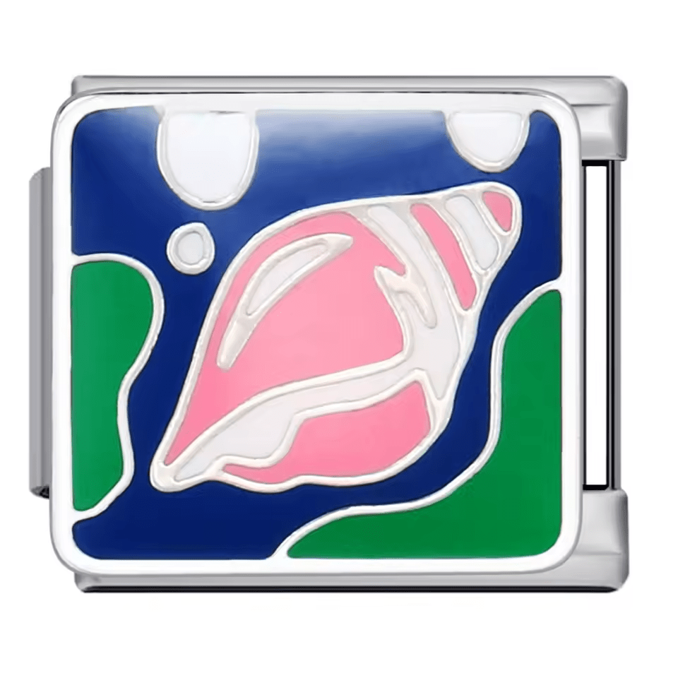 Pink seashell ocean Italian charm 9mm