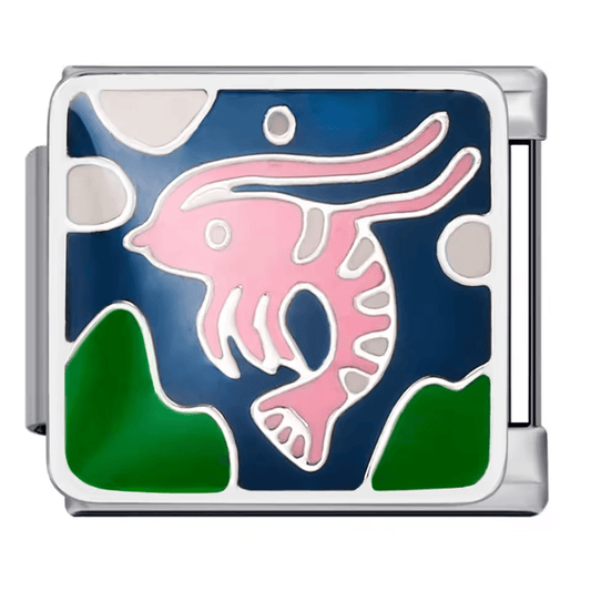 Pink shrimp ocean Italian charm 9mm