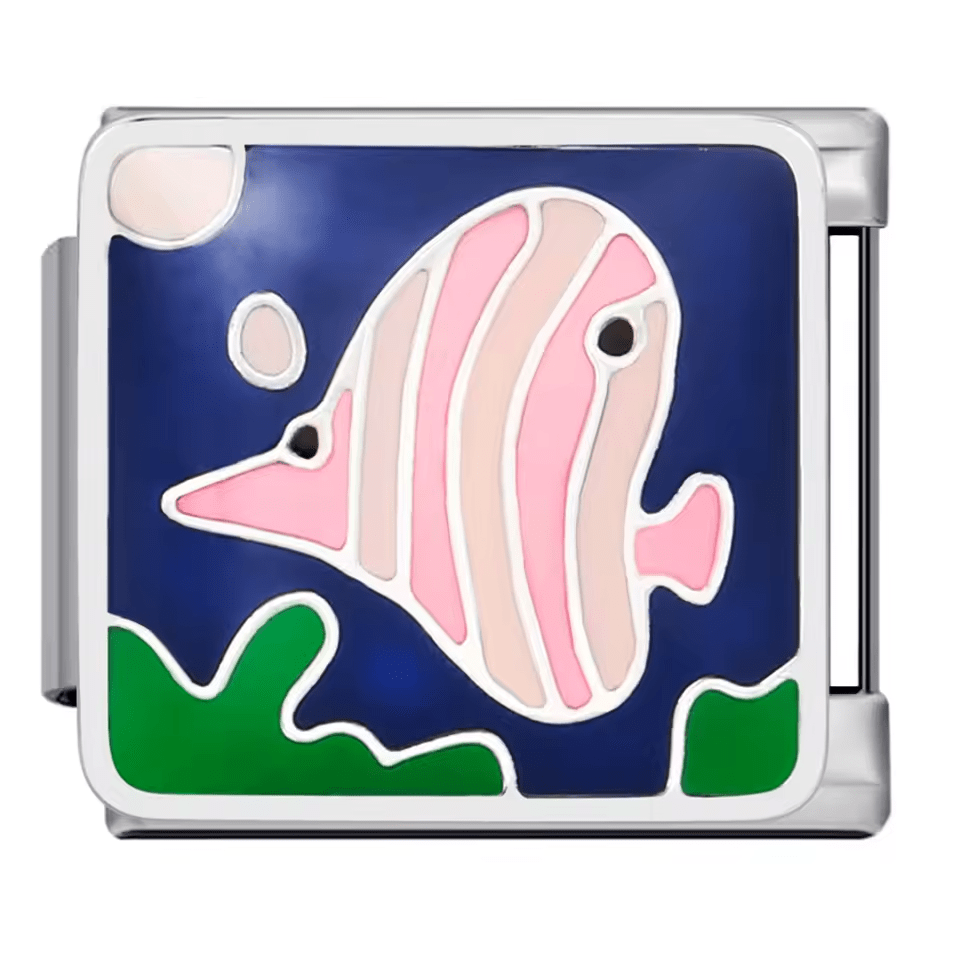 Pink striped fish ocean Italian charm 9mm