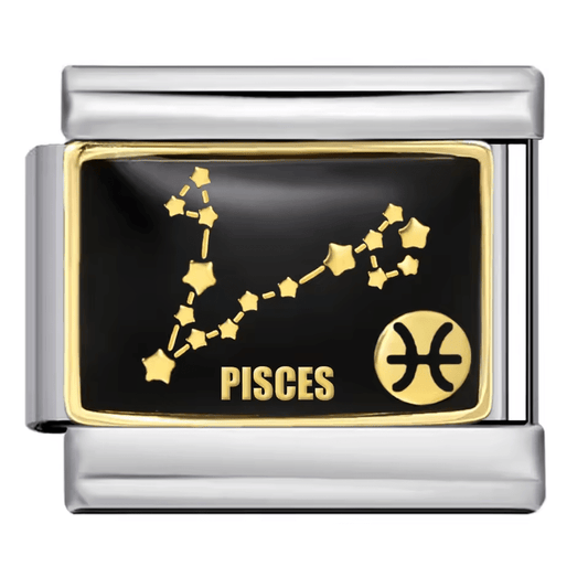Pisces zodiac Italian charm 9mm with constellation design