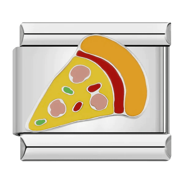 Pizza slice with pepperoni and basil toppings 9mm Italian charm