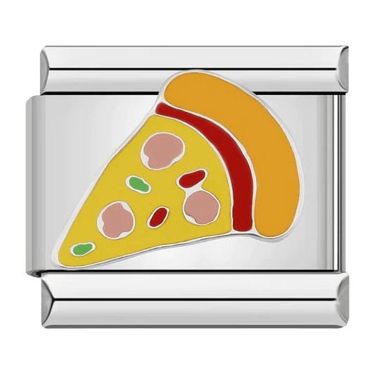Pizza slice with pepperoni and basil toppings 9mm Italian charm