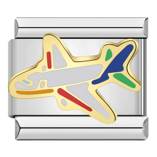 Plane Italian Charm 9mm airplane travel charm for Italian charm bracelet by Charmette

