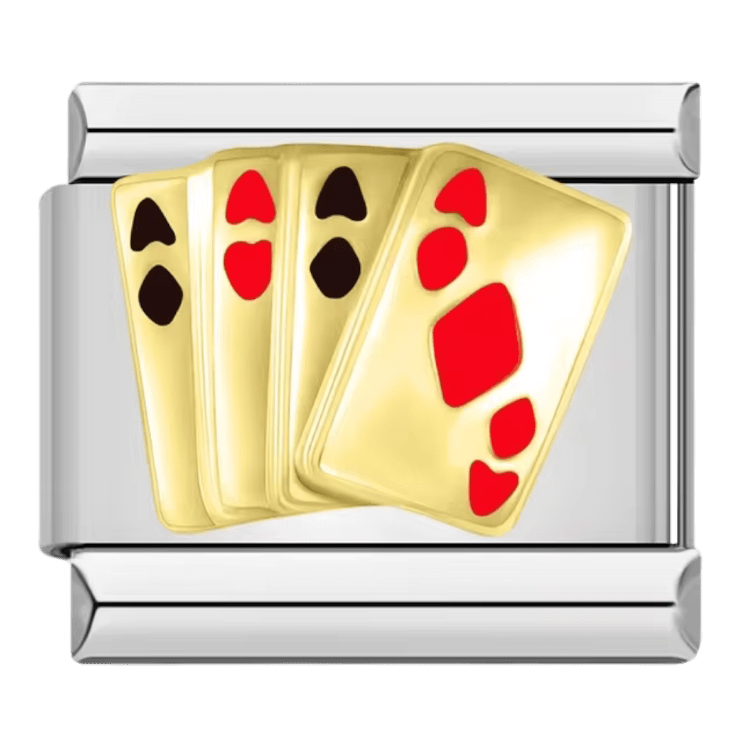 Playing cards 9mm Italian charm by Charmette compatible with all Italian charm bracelets