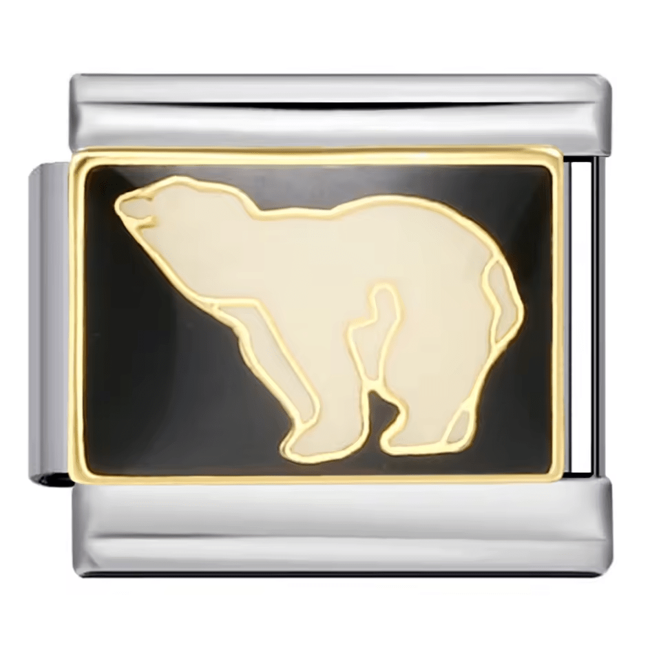 Polar bear Italian charm 9mm black background