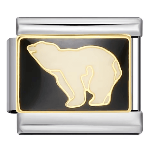 Polar bear Italian charm 9mm black background
