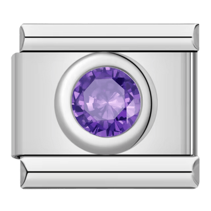 Purple gemstone Italian charm – 9mm modular bracelet link by Charmette