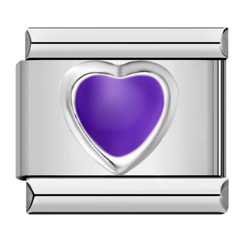 Purple heart Italian charm 9mm