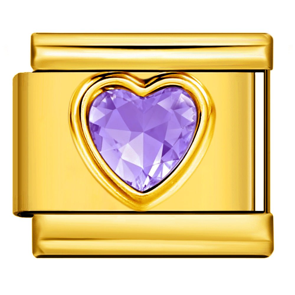 Purple heart gemstone Italian charm 9mm for custom charm bracelets by Charmette