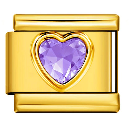 Purple heart gemstone Italian charm 9mm for custom charm bracelets by Charmette