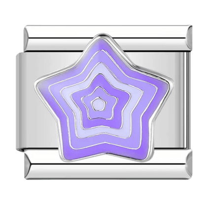 Purple star 9mm Italian charm with layered star design and gold-tone accents