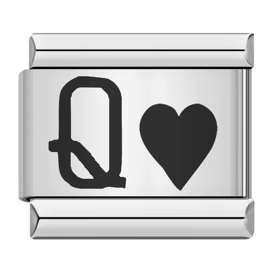 Queen of Hearts symbol Italian charm 9mm playing card heart Italian charm link