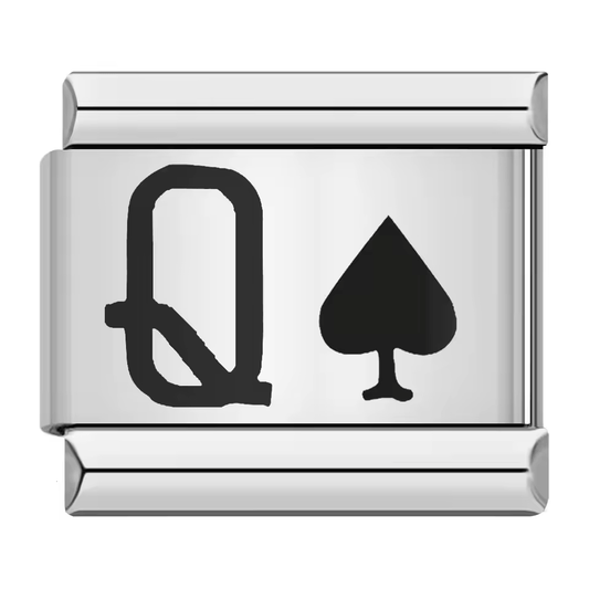 Queen of Spades symbol Italian charm 9mm playing card Italian charm link