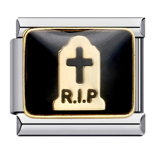 RIP tombstone Italian charm 9mm bracelet link