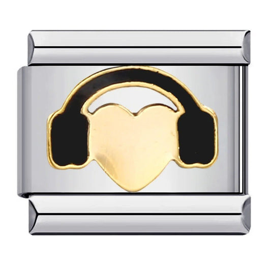 Radio heart headphones Italian charm 9mm music design