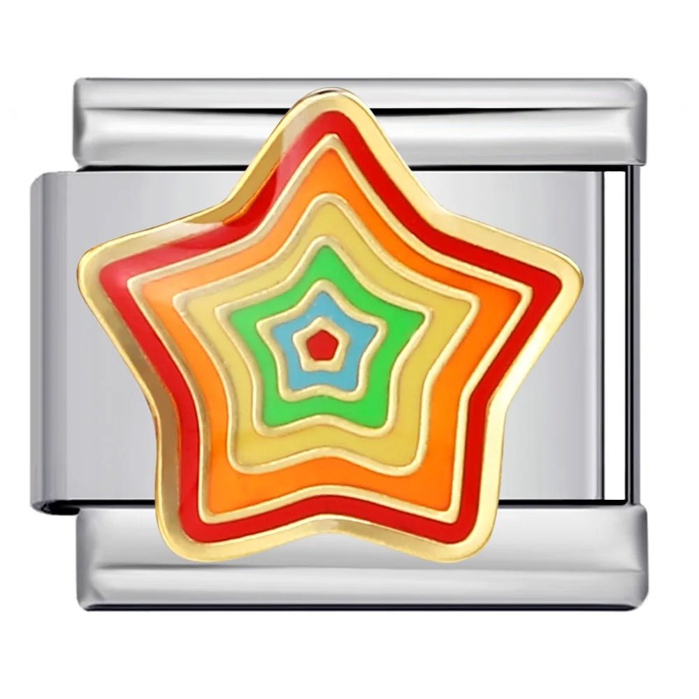 Rainbow star Italian charm 9mm