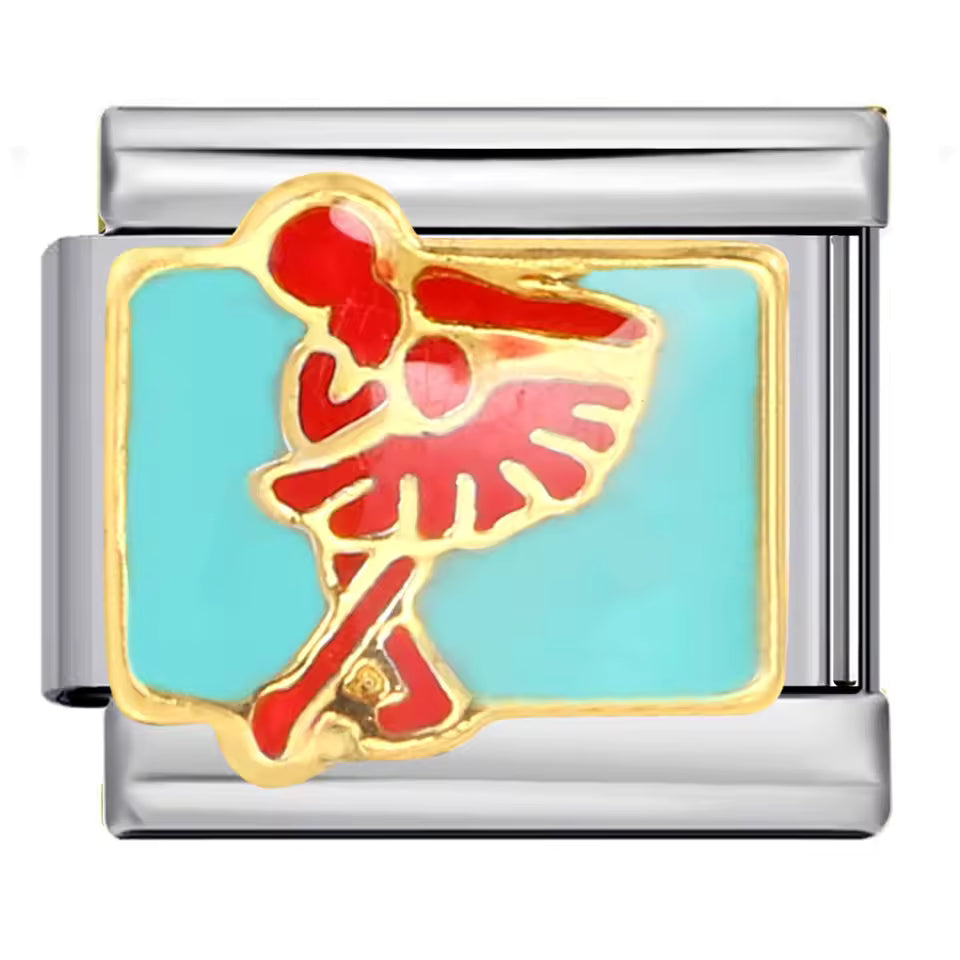 Red ballerina dance Italian charm 9mm