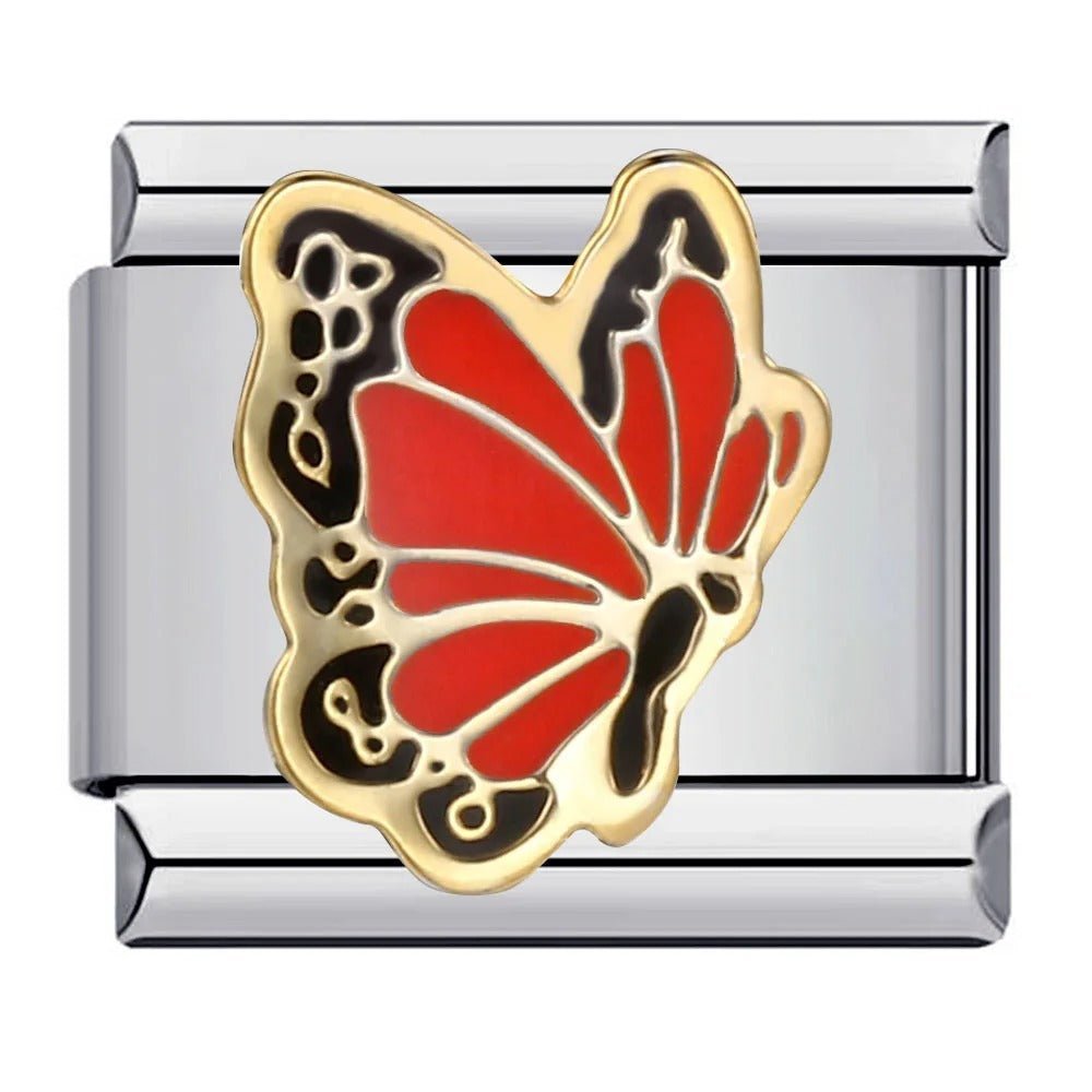 Red butterfly Italian charm 9mm nature insect design