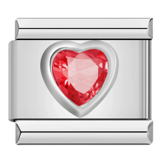 Red gem heart 9mm Italian charm by Charmette compatible with all Italian charm bracelets