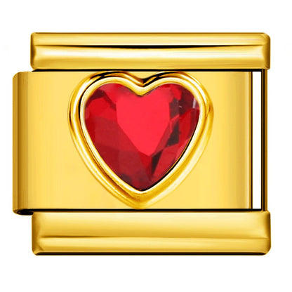 Red heart gemstone Italian charm 9mm for custom charm bracelets by Charmette