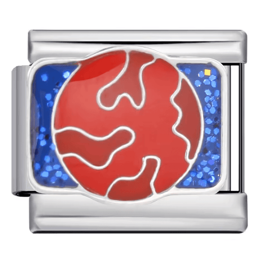Red planet space Italian charm 9mm stainless steel link