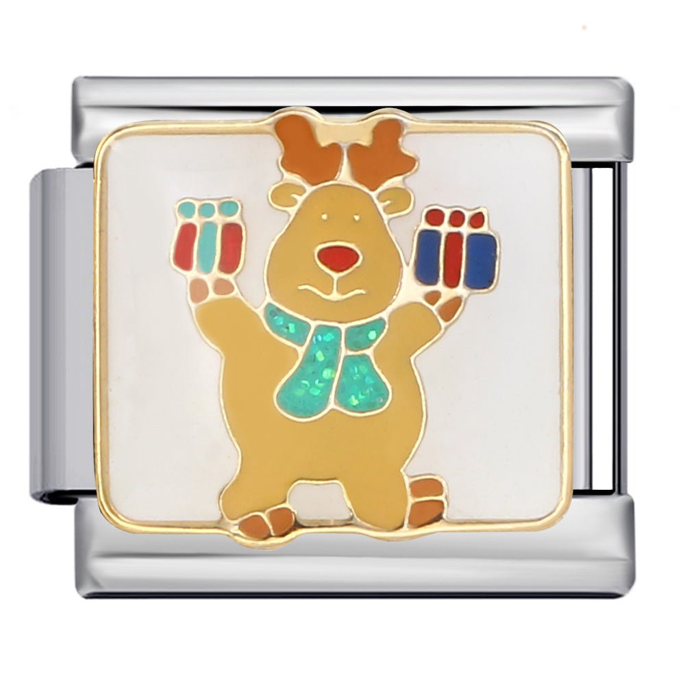 Reindeer with presents Italian charm 9mm