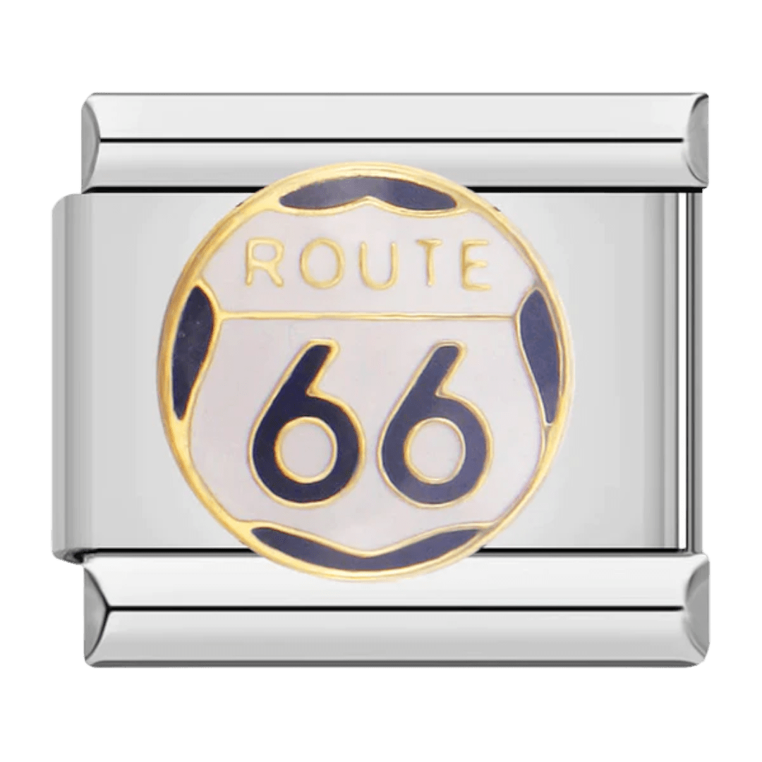 Route 66 Italian charm 9mm stainless steel travel highway charm for Italian charm bracelet