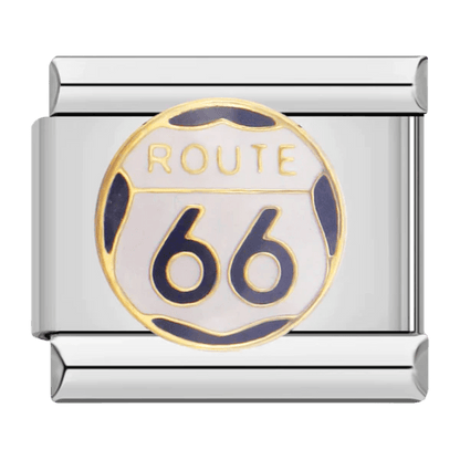 Route 66 Italian charm 9mm stainless steel travel highway charm for Italian charm bracelet