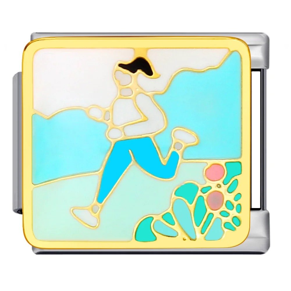 Running athlete Italian charm 9mm fitness sport Italian charm link