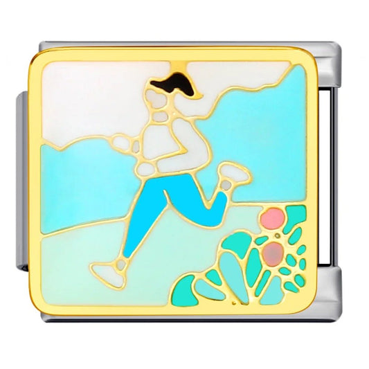 Running athlete Italian charm 9mm fitness sport Italian charm link