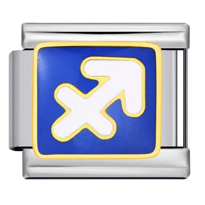 Sagittarius zodiac arrow blue Italian charm 9mm