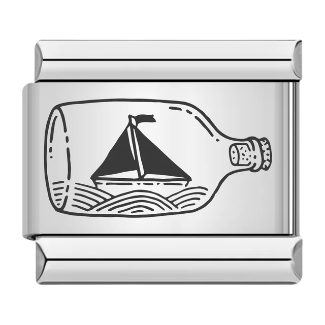 Sailboat in bottle Italian charm 9mm nautical charm for Italian charm bracelet