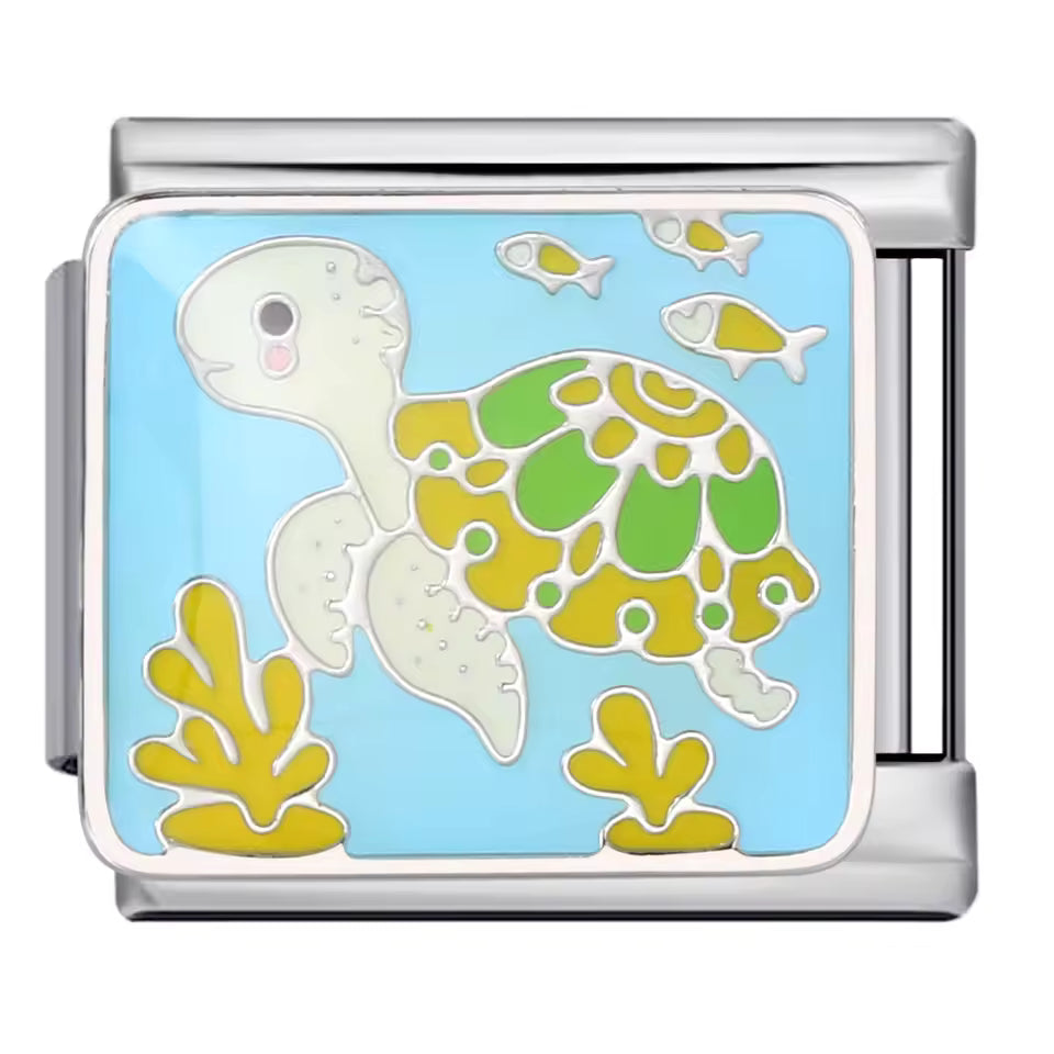 Sea turtle ocean marine life Italian charm 9mm