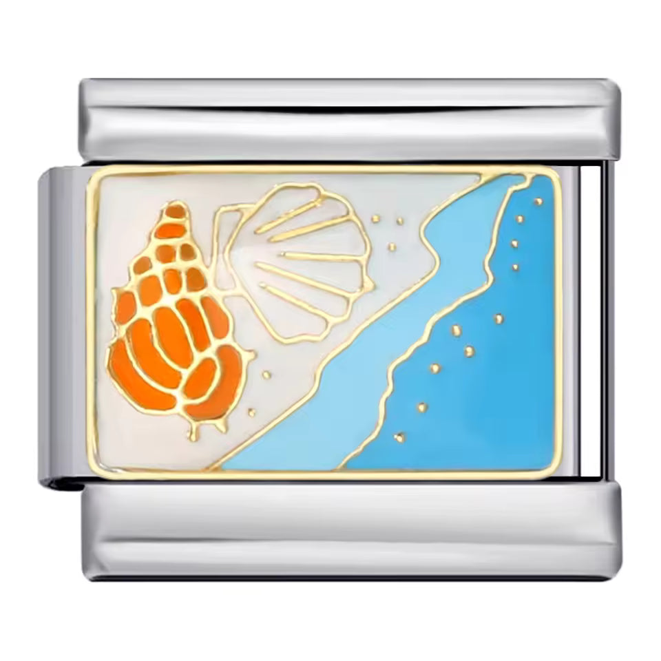 Seashell beach Italian charm 9mm