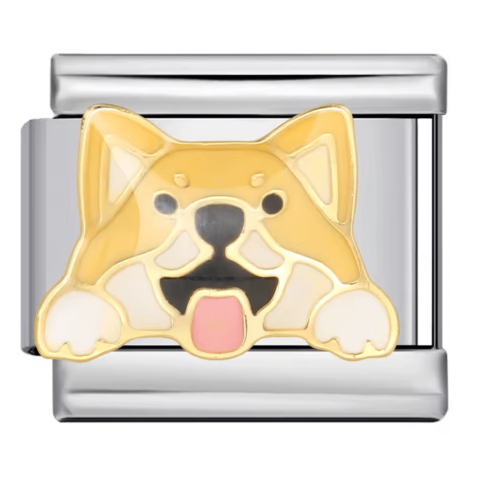 Shiba Inu dog face Italian charm 9mm silver