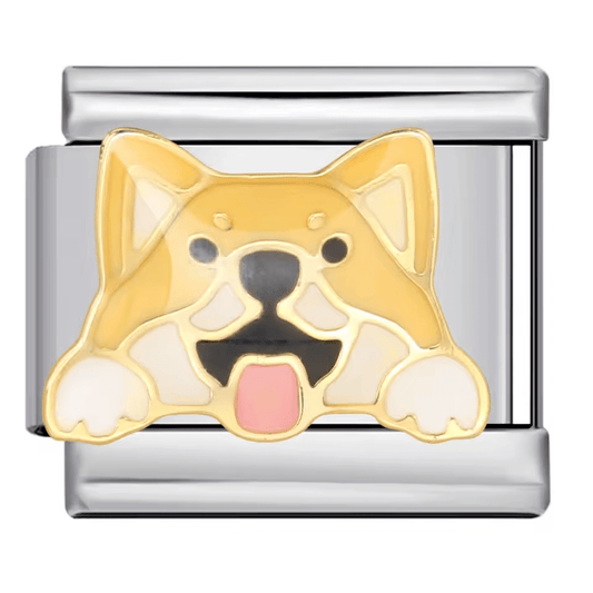 Shiba Inu dog face Italian charm 9mm silver