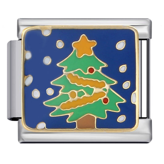 Silent Night Christmas tree Italian charm 9mm